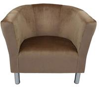 MartHome Club Trio Fauteuil Rembourré - Pieds Chromés, Club, Cocktail Velours, Pouf, Lounge Peluche - Pour Salon/Salle d'Attente/Bureau (Capucino)