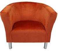 MartHome Club Trio Fauteuil Rembourré - Pieds Chromés, Club, Cocktail Velours, Pouf, Lounge Peluche - Pour Salon/Salle d'Attente/Bureau (Naranja)
