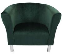 MartHome Club Trio Fauteuil Rembourré - Pieds Chromés, Club, Cocktail Velours, Pouf, Lounge Peluche - Pour Salon/Salle d'Attente/Bureau (Vert)