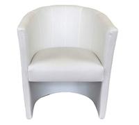 MartHome Cocktailsessel Club Tom - Hocker en Similicuir, Fauteuil pour Salon, Bureau, Hôtel - Siège, Mobilier d'Hôtel, Chaise Rembourrée, Lounge (Blanc)