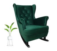 MartHome Fauteuil à Bascule Salon - Fauteuil Relaxant - Chaise d'allaitement, Chaise à Bascule - Fauteuil Confortable pour Les Femmes Enceintes, Fauteuil Scandinave en Velours (Vert)