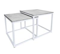 MartHome LOFT 2-en-1 Ensemble de Table de Café - Tables d'Appoint avec Cadre Métallique Robuste, Revêtu de Poudre, Panneau de Particules Laminé de 18 mm, Prêt à l'emploi