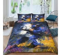 Martial Arts Action Parure de Lit Respirante Microfibre 3 Pièces 3D Imprimée Dynamic Brushstroke Ensemble De Literie avec Taie d'oreiller Entretien Facile for Femmes Double（200x200cm）