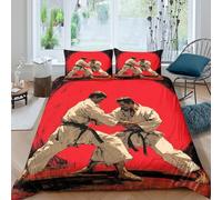 Martial Arts Duel Linge de Lit 3 pièces Imprimé en 3D Confortable Dynamic Combat Illustration Ensemble De Literie avec 2 Taies d'oreiller Super Douce for Chambre de garçons Double（200x200cm）