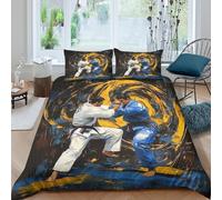 Martial Arts Housse de Couette Microfibre résistante 3 Pièces 3D Effet Léger Dynamic Combat Parure de Lit avec Taie d'oreiller Facile d'entretien for Fille Super King（260x220cm）