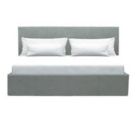 Martin Bed With Wooden Slats, With Gas Lift And Storage Mdf Base In Fabric Grey With Bedding Size 160x200 Cm