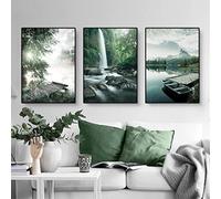 Martin Kench Lot de 3 posters de qualité supérieure - Motif lac esthétique - Forêt et fleurs - Images murales modernes - Pour salon, chambre à coucher - Sans cadre - C, 50 x 70 cm