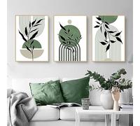Martin Kench Lot de 3 posters de qualité supérieure - Motifs abstraits et feuilles vertes - Impression moderne - Décoration murale pour salon, chambre à coucher - Sans cadre