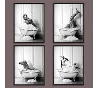 Martin Kench Lot de 4 posters - Noir et blanc - Décoration murale - Pour salle de bain - 21 x 30 cm