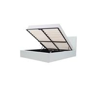 MARTIN Lit adulte 140 x 190 cm + coffre de rangement - Simili blanc - Sommier inclus