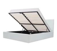 MARTIN Lit adulte 140 x 190 cm + coffre de rangement - Simili blanc - Sommier inclus Blanc G
