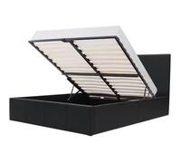 Lit adulte 140 x 190 cm + coffre de rangement - Simili noir - Sommier inclus - MARTIN