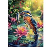 Martin-pêcheur avec un poisson dans un étang de lotus 300 Pieces Casse-tête Débutant En Carton Épais faune et flore Facile Apprentissage Loisir Créatif Passe-Temps Cadeau Créatif Événement Festif Prem