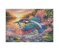 Martin-Pêcheur sur la Rivière en Forêt 300 Pieces Casse-tête pour Ado en Carton Haute Densité Épais Facile Débutant Jeu De Société Soirée Entre Amis Cadeau Fête des Pères 300 PCS