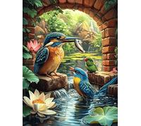 Martin-pêcheurs dans l'étang de Lotus 1000 Pièces Puzzle Collectionneur en Carton Rigide sans Déformation Mythes Animal Plante Très Difficile Motif Complexe Décoration Murale Qualité Premium 1000