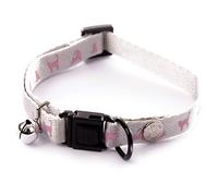 Martin Sellier Collier Chat ou Petit Chien Motif Chat avec Boucle Anti-étranglement et grelot réglable 20 à 30cm (Gris Rose)