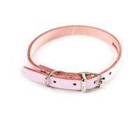 MARTIN SELLIER-Collier cuir rose 26 mm x 56 cm