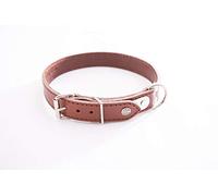 Martin Sellier Collier en Cuir Surpiqué Classique avec Plaque 18mm x 45cm Marr