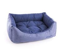 Martin-Sellier - Corbeille domino pour chien & chat - Suédine gris & bleu (60cm x 45cm)