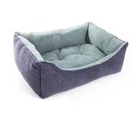 Martin-Sellier - Corbeille domino pour chien - Suédine gris & bleu (50cm x 38cm)