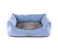 Martin-Sellier - Corbeille domino pour chien - Suédine gris & bleu (70cm x 60cm)