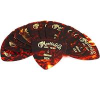 MARTIN Set de 12 médiators pour guitare, 0.46mm Light, forme triangulaire, Tortoise (A0052)