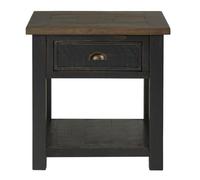 Martin Svensson Home Table d'appoint en bois massif, noir avec plateau marron