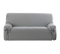 Martina Home Capri Housse de canapé avec nœuds, Tissu, Gris, 4 Places