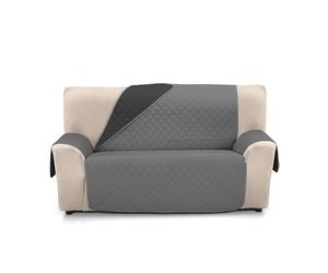 Martina Home Couvre-canapé matelassé réversible Ambre 3 Places Anthracite Noir