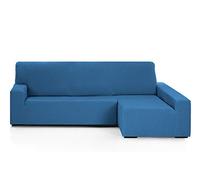 Martina Home - Emilia - Housse de Chaise Longue Elastique - Bras Droit Long (vu de Face) - Bleu Hôtesse