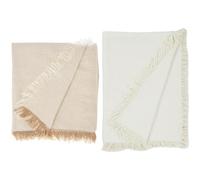 Martina Home Foulard Chevrons Polyvalents, 80% Coton, 20% Polyester, Écru/Beige, 300 x 260 cm & Couvre-canapé, Ecru, 230 x 260 cm