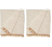 Martina Home Foulard Polyvalent Spiga, 80% Coton, 20% Polyester, Brut/Beige 260L x 180W (Lot de 2)