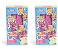Martinelia Bombe de Bain Tablette de Chocolat Rose pour enfant - Boule de bain effervescente pour Fille - Sans Produits Nocifs (Lot de 2)