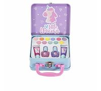 Martinelia Coffret Maquillage Enfant + Boîte en Métal Licorne - Coffret Beauté Fille 2 Rouge à Lèvres Gloss, 2 Vernis à Ongles Enfant & 11 Ombres à Paupières - sans Produits Nocifs, Vernis à l'eau