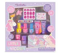 Martinelia Coffret Maquillage Enfant + Boîte en Métal Licorne - Coffret Maquillage pour Fille : Rouge à Lèvres, Gloss, Vernis à Ongles Enfant, Pochoirs, Strass - Sans Produits Nocifs, Vernis à l'Eau