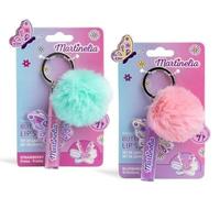 MARTINELIA - Duo Baume & Gloss Papillon Avec Porte-clés Pompon Pour Enfant - Set 2 En 1 - Baume A Lèvres Et Gloss Pour Fille - Modèle Aléatoire (Myrtille, Fraise) - 1 Unité