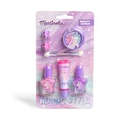 Martinelia Indispensables Beauté Maquillage Enfant Licorne - Gloss Brillant à Lèvres Fraise, Vernis à Ongles Métallisés, Fards à Paupières, Pinceau, Pinces - Kit Maquillage Fille Sans Produits Nocifs