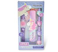 Martinelia Kit Manucure Enfant, Lime à Ongles + Montre avec Gloss Licorne - Coffret Vernis à Ongles Pastel pour Fille, Montre Licorne avec Brillant à Lèvres - Sans Produits Nocifs, Vernis à l'Eau