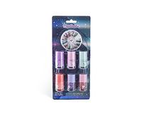 Martinelia Mini Set Manucure Enfant Galaxy - Coffret de 6 Vernis à Ongles Enfant & Différentes Paillettes - Mini Vernis à l'Eau Bleu, Rose, Violet et Orange + 2 Vernis Pailletés - Non Toxique