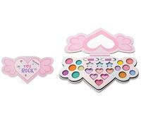 Martinelia Palette Maquillage Enfants Super Girl You Rock - Palette Fards à Paupières pour Enfants 12 Fards à Paupières Scintillants, 3 Fards Gras, 6 Rouge à Lèvres & 2 Pinceaux - Sans Produits Nocifs
