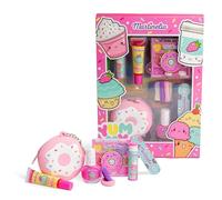 MARTINELIA - Set de Maquillage avec Étui Donut Zippé - Gloss Fraise, Vernis à l’Eau, Baume Cerise, Palette Fards, Élastiques & Lime - Coffret Cadeau Fille
