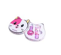 Martinelia Set de Maquillage Enfant Lata Kitty Glam Lulu & Duky 85478 avec Brillant à Lèvres et Vernis à Ongles Soluble dans Boîte Métal Design Chat