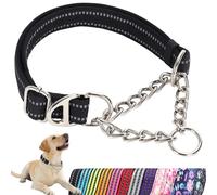 Martingale - Collier pour chien avec rembourrage doux - Collier de chaîne étrangleur réfléchissant, robuste double anneaux en D anti-traction pour chiens de grande/moyenne/XL, XXL - Collier de