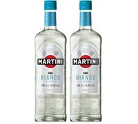 MARTINI Bianco Apéritif Vermouth Blanc, 14,5% vol., 100cl / 1L, Vermouth Italien infusé aux herbes et fleurs aromatiques (Lot de 2)
