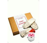 martini SPA - Enjoy Christmas - Kit de Noël composé de pantoufles, bandeau pour cheveux et éponge en forme de Père Noël avec boîte cadeau, 30 x 21,5 x 9 cm, 350 g, 6 unités - Fabriqué en Italie