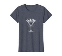 Martini Time Cocktail Hour, célébration de l'happy Hour T-Shirt, Femme, Bleu Chiné, XS
