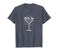 Martini Time Cocktail Hour, célébration de l'happy Hour T-Shirt, Homme, Bleu Chiné, M