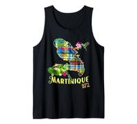 Martinique 972 Carte de l'Île avec Colibri Hibiscus Coco Débardeur