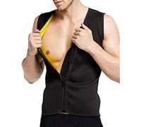 Martiount Homme Débardeur de Sudation de Sport Gilet d'Entraînement sans Manches Fitness Gaine Ventre Plat Perte de Poids en Néoprène avec Fermeture éclair Noir Taille XL