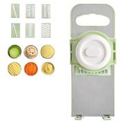 Martivex Slicer, 6-in-1 SafePrep Mandoline Slicer, Kitchen Multi-Function Spiral Cutter and Dicer - Stainless Steel Blades with Handheld Container，Fast and Fuss-Free, Versatility (Green,1pcs)